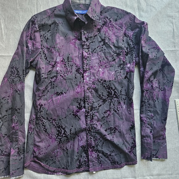 Georg Roth Los Angeles Other - Georg Roth Mens Small Black & Purple Floral Long Sleeve Shirt Designer
